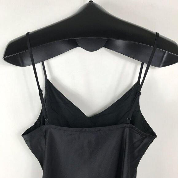 NEW Steve Madden Lucielle Satin Slip Dress Women's Large Black Handkerchief Hem - Picture 4 of 11